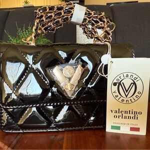 🚨 Valentino Orlandi Black Quilted Patent Leather Handbag - $150 🚨